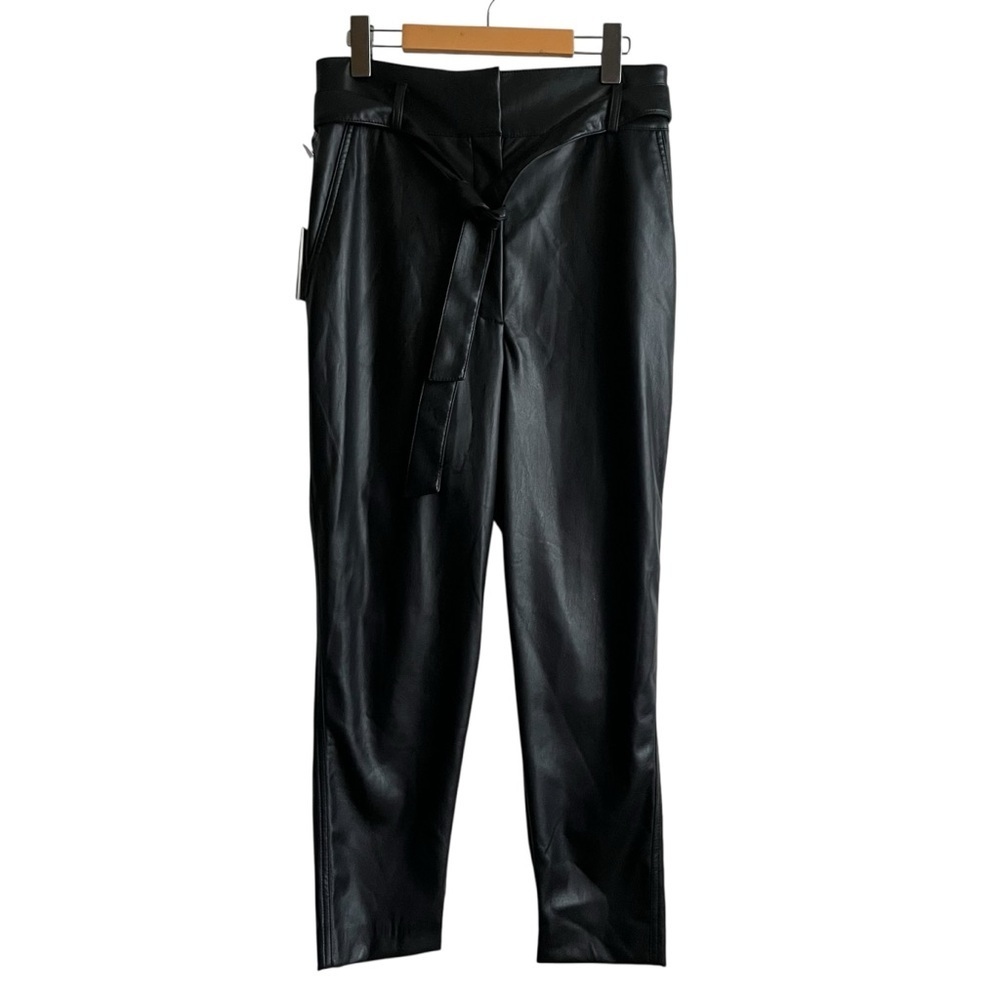 NWT Aritzia Babaton Belted Pant Vegan Leather Black Size 10 - Picture 2 of 15